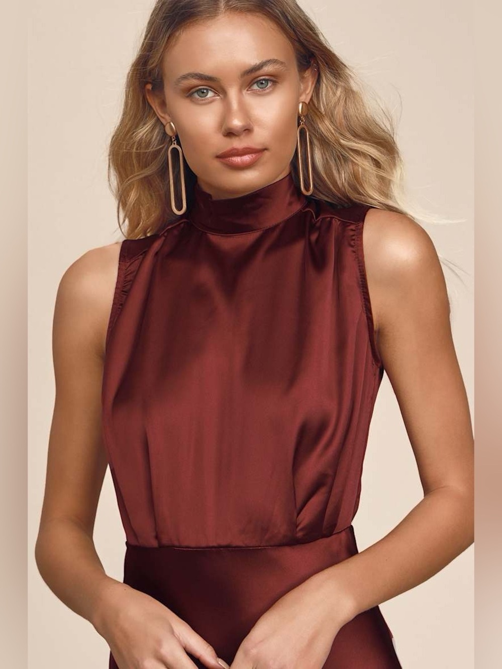Lulus Classic Elegance Wine Satin Maxi Dress - Picture 4 of 11